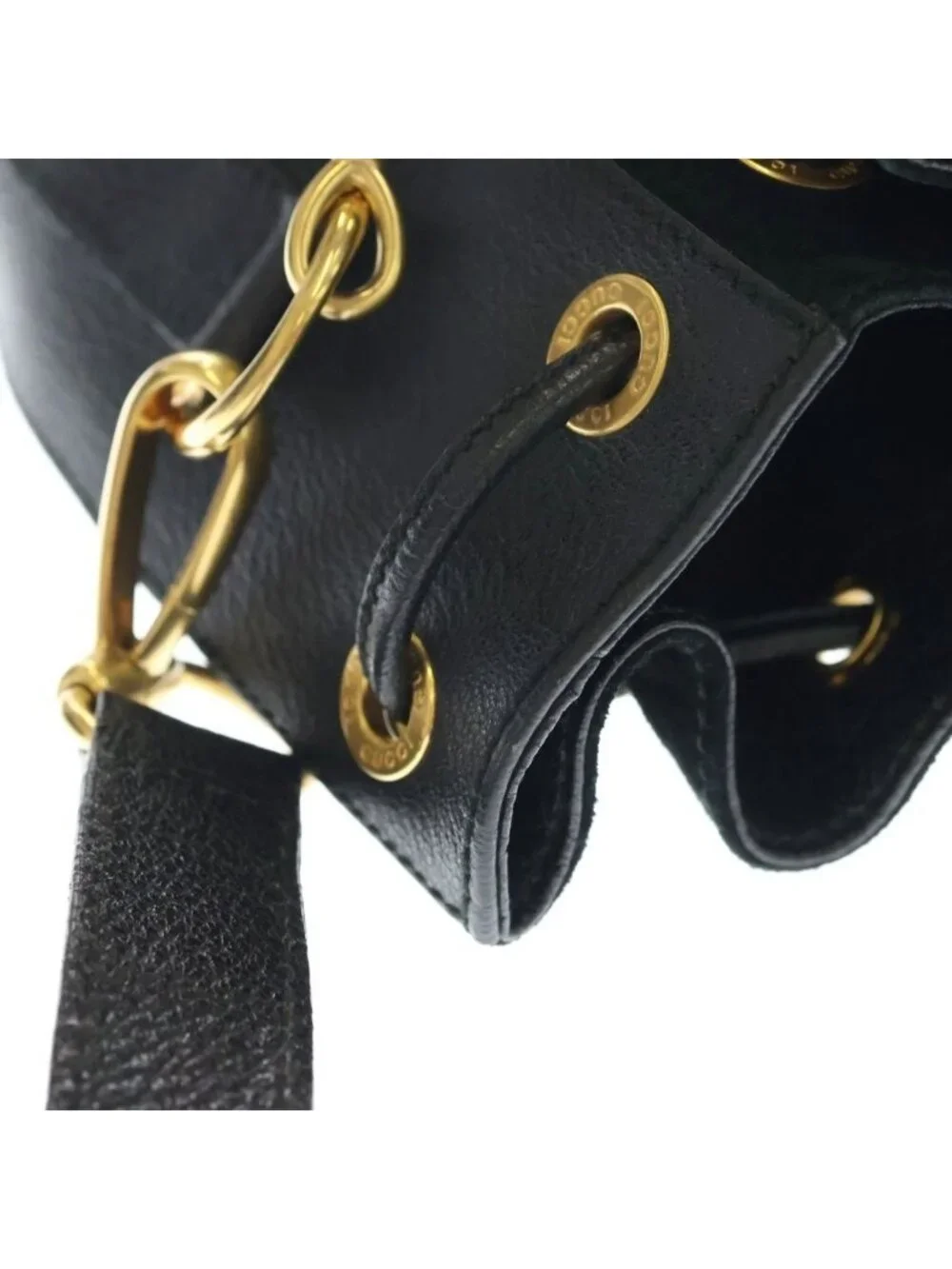 ★SOLD★ Gucci Bamboo 2-Way Shoulder Bag Black Suede Leather 001 Gold - Picture 6 of 6
